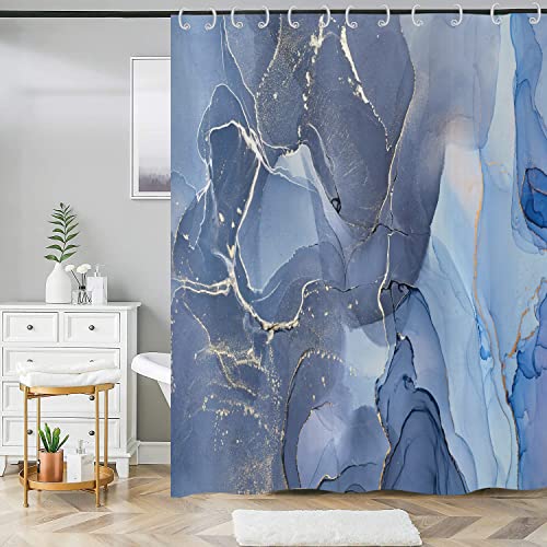 ASDCXZ Shower Curtain Blue Gold Marble 180x180 cm
