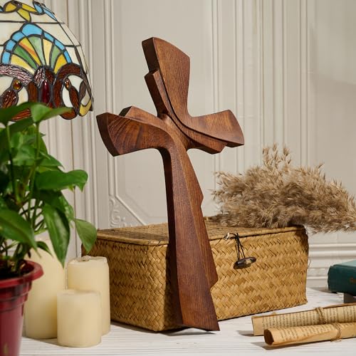 Cruz de madera rústica BGCarvedGrace para regalo cristiano 5