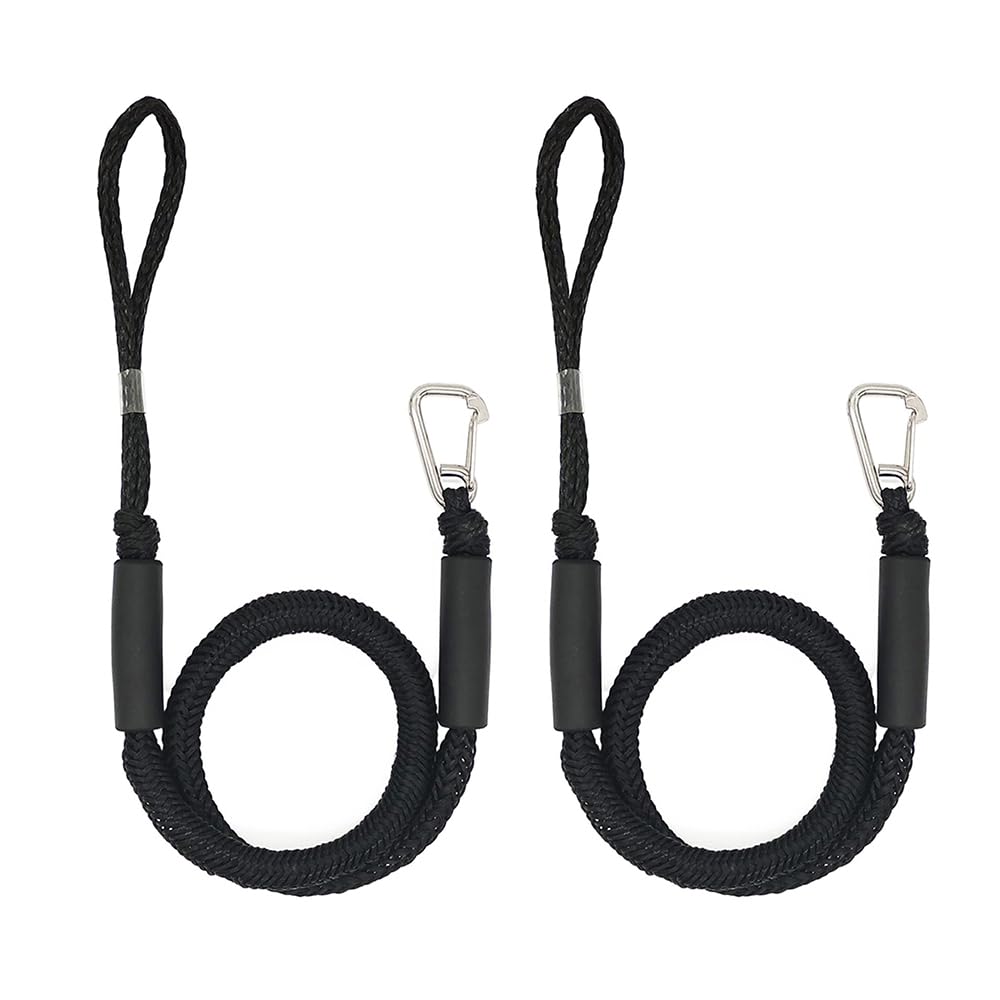 Jfgctyhxy 2Pcs Black 1/2Pcs Shock Docking Rope Stretchable Boat Accessories Mooring(2Pcs Black)