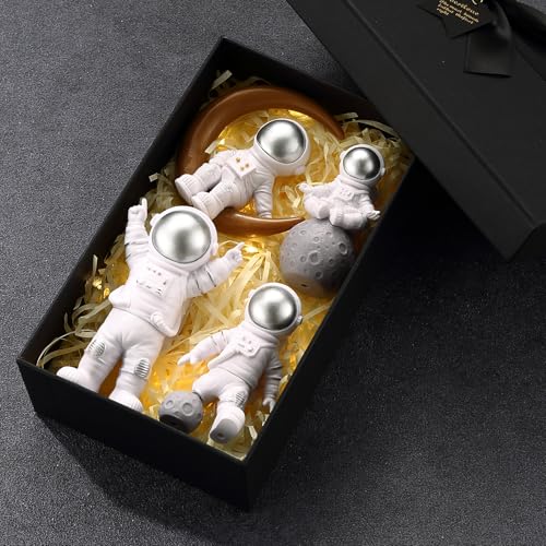 Set 4 Piezas Estatuas Astronauta Plata miniatura 6