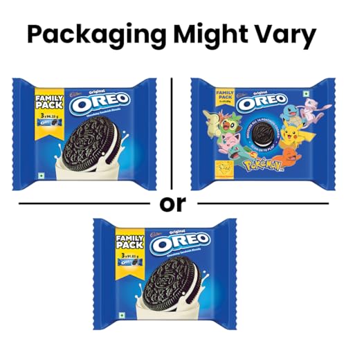 Image of Cadbury Oreo Vanilla Flavour Creme Sandwich Biscuit Family Pack, 275.55 g (Pack of 4)