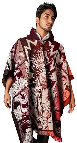 Poncho Alpaca Anime Gohan Transfromation Goku Handmade Ecuador Soft and Warm+Cover Bag3