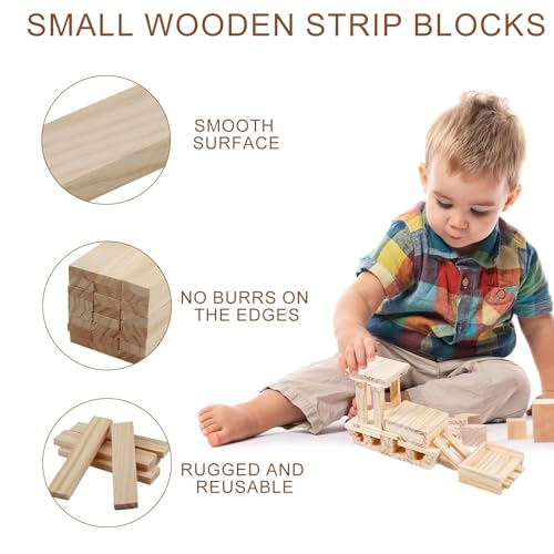 30 Stück Set Bastelholz Klötzchen Holzbausteine, Bastelklötzchen Hölzchen 112 x 22 x 8 mm, für DIY-Projekte, Dekoration und Heimwerken, für Bau und Vertäfelung