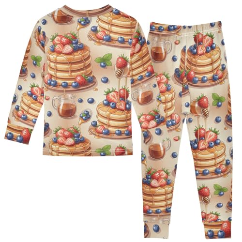Pajama Sets Long Sleeve Sweet Pancake Berries Honey Soft Comfy Sleepwear 2 Piece PJS 3-8T3