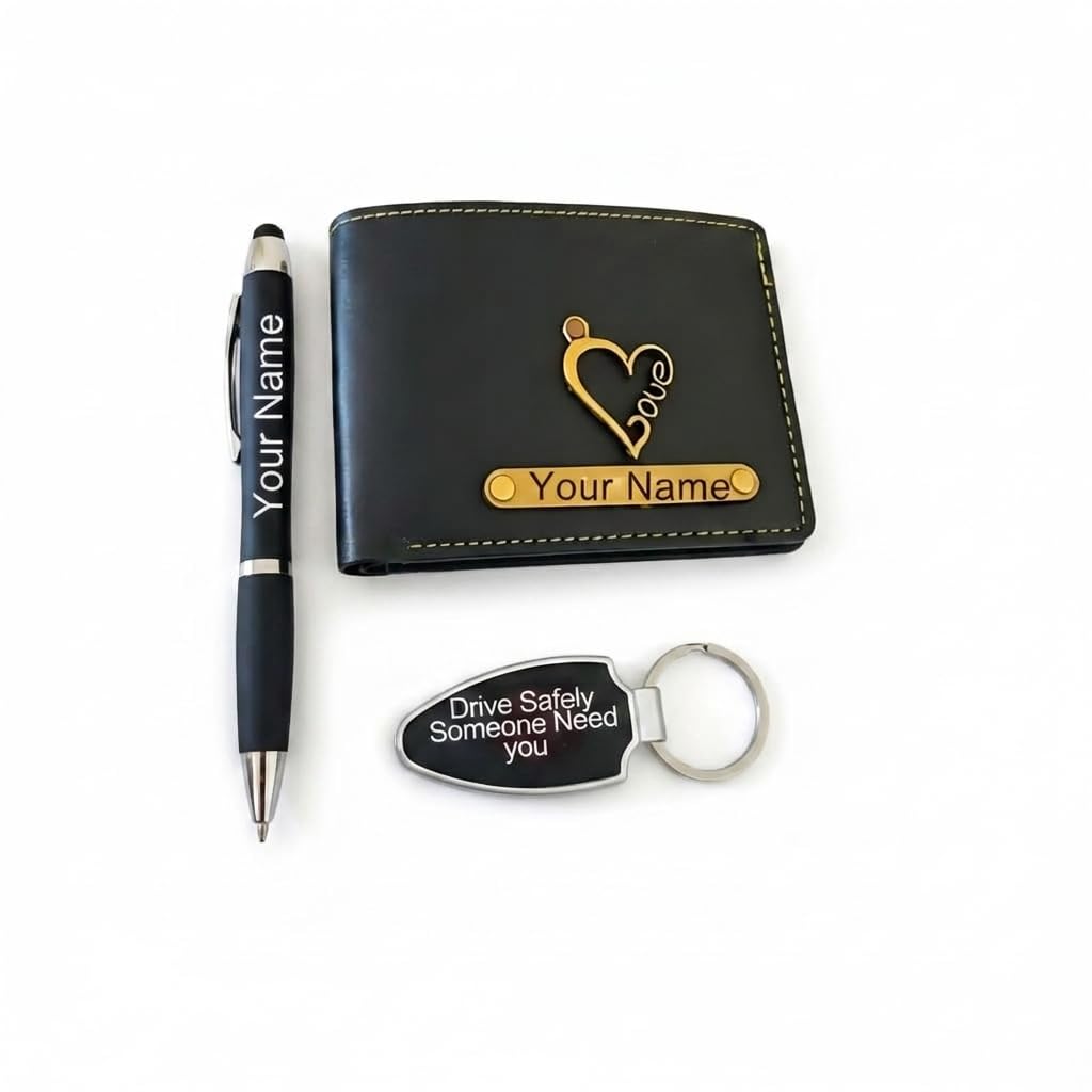 riwyan Customized Name Wallet, Pen & Keychain Combo | Premium Personalized Gift Set for Men, Students & Professionals (Black)-picture-26