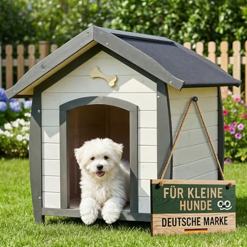zooprinz wetterfeste Hundehütte Bella - aus massivem Holz - perfekt für draußen - mit umweltfreundlicher Farbe gestrichen in modernen Farben - 3 Größen zur Wahl
