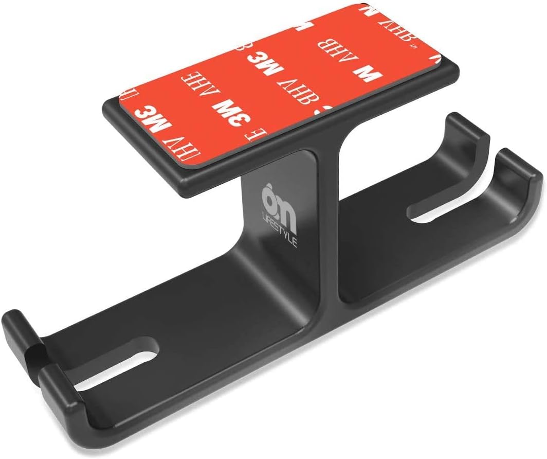 6amLifestyle Headset Headphone Stand Hanger Under Desk Designed [Patented] Aluminum Headphone Holder Hook by Strong Adhesive & Screws Universal Compatible with PC Gaming DJ Headsets - BK701 : Electronics