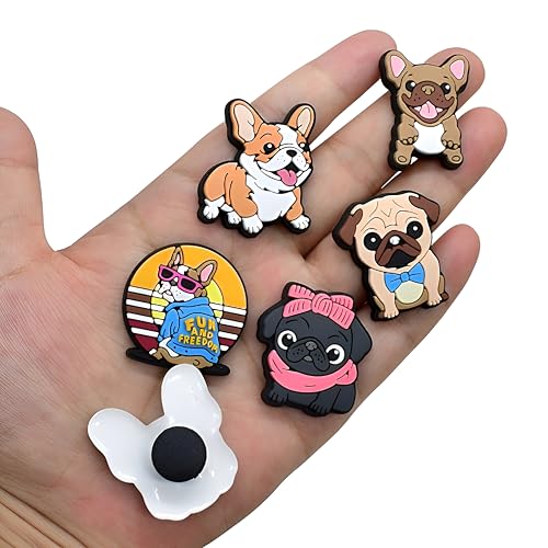 Entzückendes Bulldoggen-Schuhzubehör in verschiedenen Stilen – perfekt zum Dekorieren von Schuhen und Armbändern, ein Muss für Hundeliebhaber.