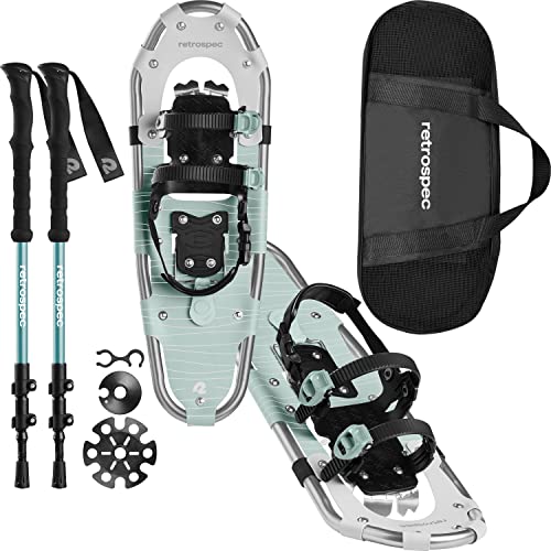 Retrospec Drifter Snowshoes & Trekking Poles Bundle with Adjustable Bindings - Lightweight Aluminum...