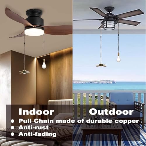 Image of SKYVIEW INTERNATIONAL Ceiling Fan Pull Chain Extension Ornaments Chains with Decorative Light Bulb and Fan Cord 13.6 Inches Fan Pull Chain Set for Ceiling Light Lamp Fan Chain (Pull Chain (Bronze))