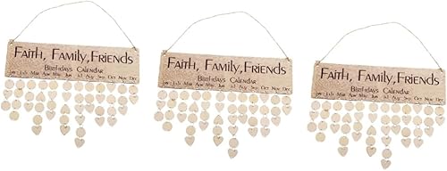 VILLCASE 3 Sets Diy Calendar Listing Family Birthday Plaque with Tags Agenda Calendar Planner Calendar Birthday Calendar with Tags Wooden Decor
