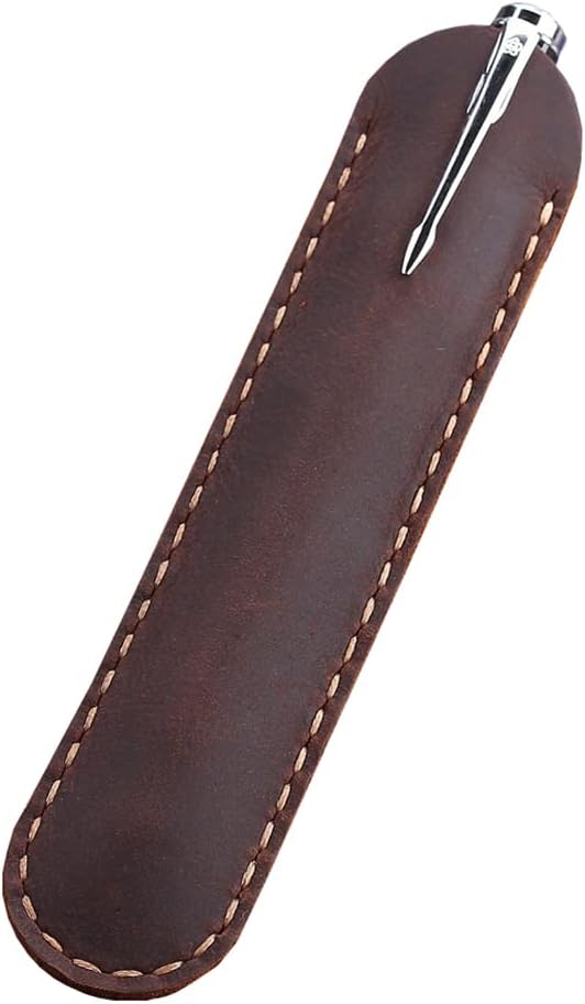 FSSTUD PU Leather Pen Sleeve Fountain Pen Pouch Gift Ink Pen Case Single Pen Pocket Protector Ballpoint Pen Holder Pencil Packaging Bag Coffee