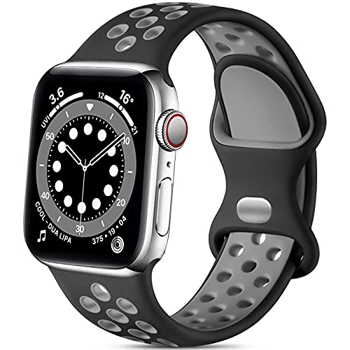 Ya en manzanajugosa.com: Epova Correa Deporte Compatible con Apple Watch 42mm 44mm 45mm 49mm, Mujeres Hombres Pulsera de Silicona Transpirable para iWatch SE 3 Series 11 10 9 8 7 6 5 4 3 2 1, Negro/Gris, Grande