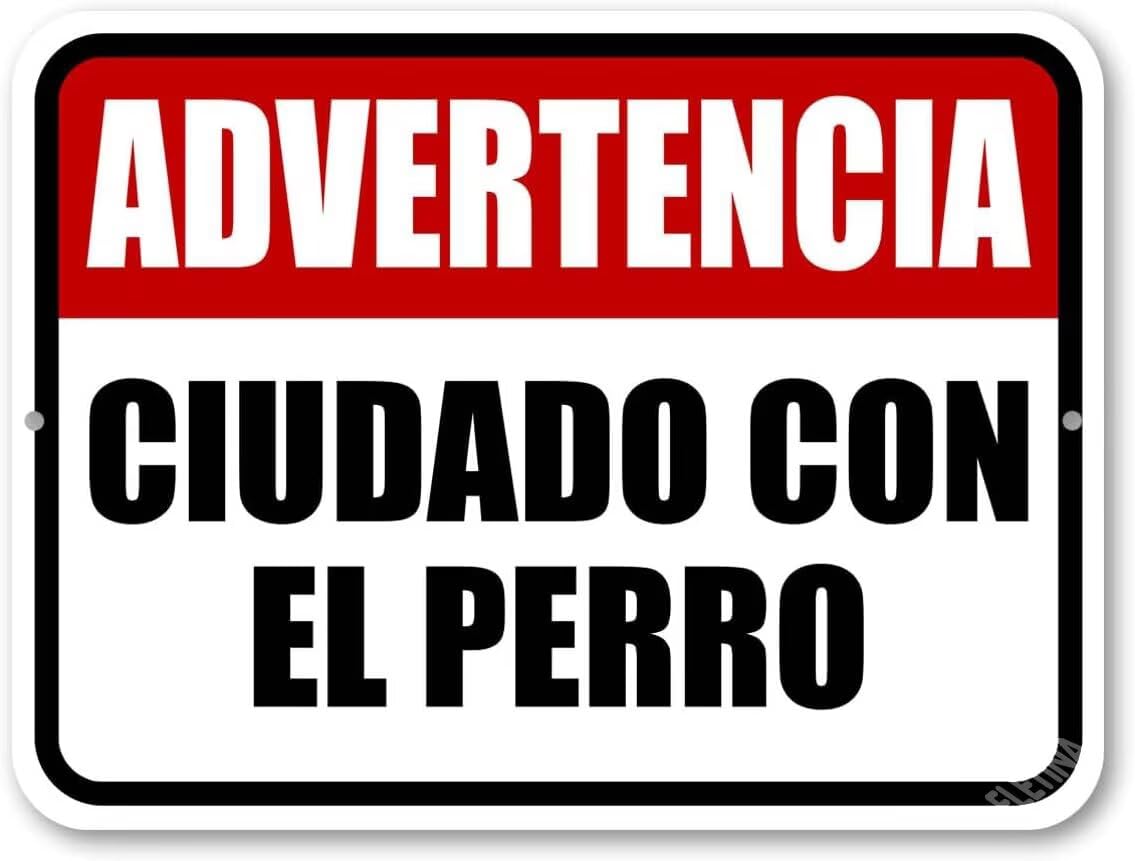 Aluminum Spanish Language Warning Plate, Advertencia Safety Notice Marker, Indoor Outdoor Wall Decor, 12x8 Inches