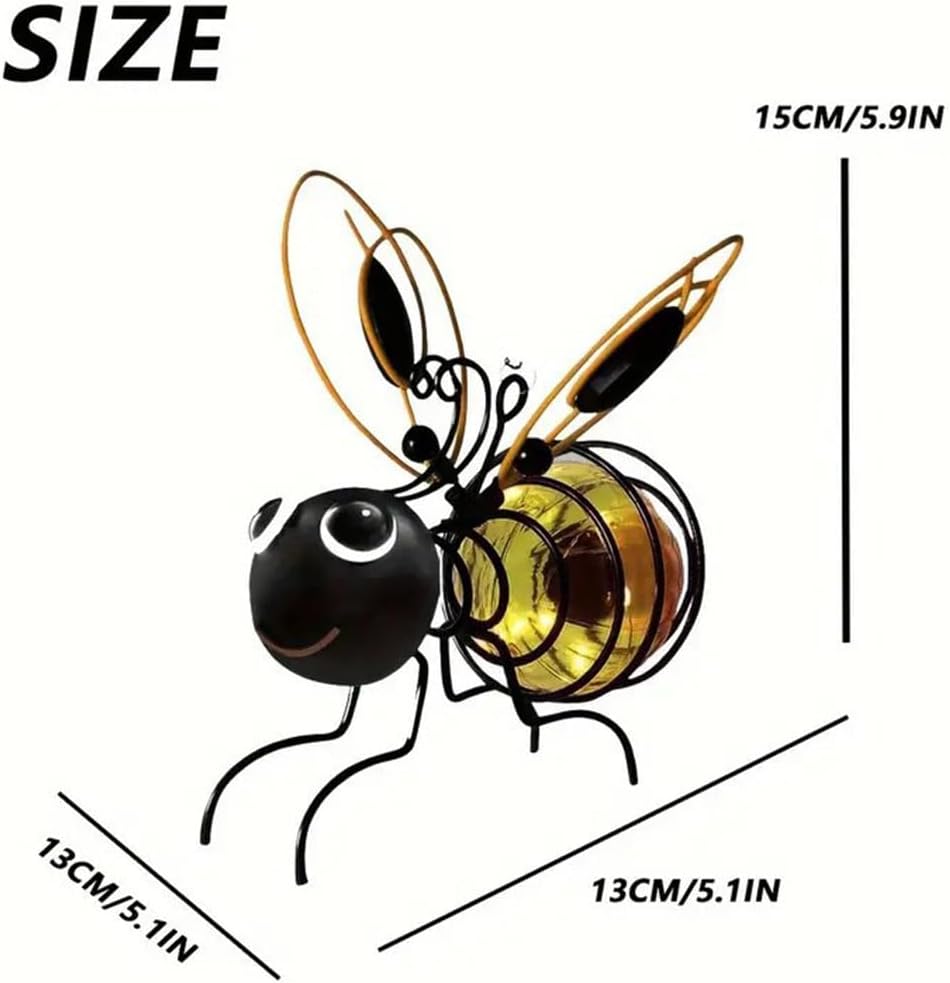 Solar Bee Lights Outdoor, Outdoor Hanging Solar Bee Light, Hanging Bee Solar Garden Lights Decor for Outside, Waterproof Bees Simulation Lights for Patio Balcony Yard Ornament (Gold, 4Pcs)
