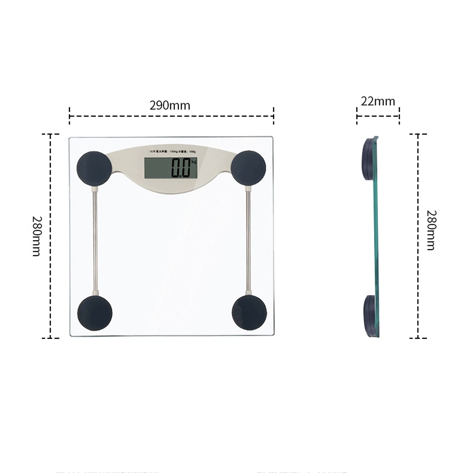 JINGYAN Básculas de baño digitales báscula de baño de peso corporal digital, retroiluminación LCD grande, medidas de alta precisión, vidrio templado de 6 mm