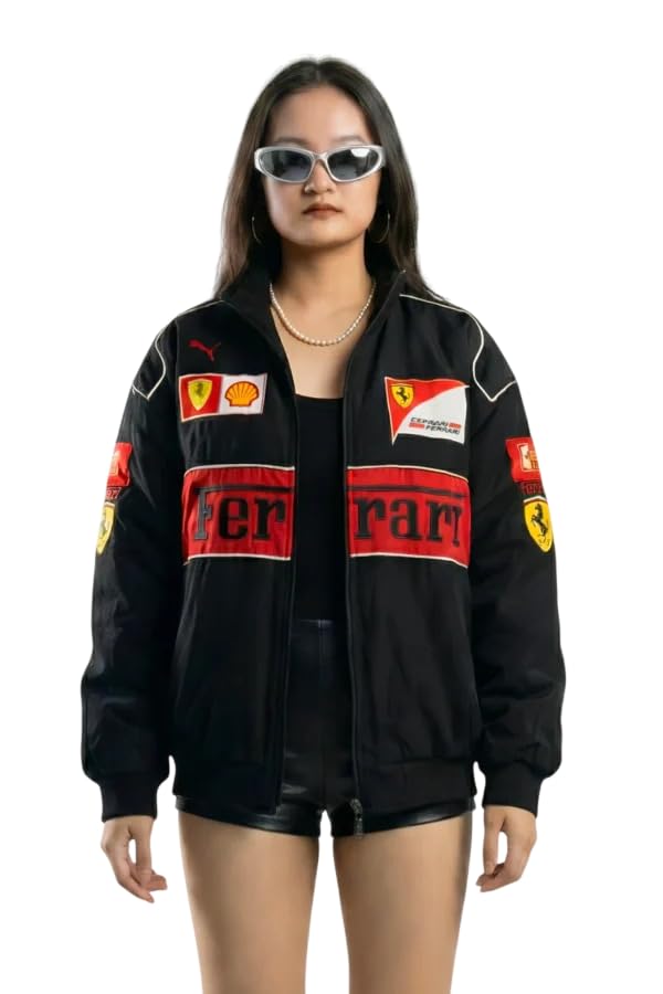 exotix Black Racing Vintage Embroidered Jacket | Modern F1 Style Streetwear Bomber Jacket | Motorsport-Inspired Fashion Outerwear for Men & Women-picture-26