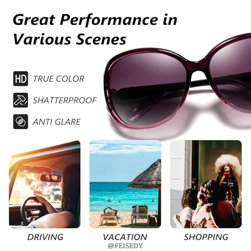 Image of IFLASH Women Oversized Polarized Sunglasses Ladies Large Shades Classic Fox Sunglasses