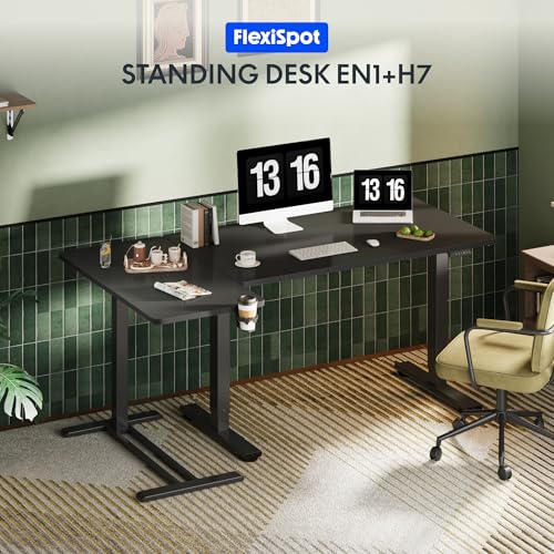 Image of FLEXISPOT Adjustable C Table with Wheels, Mobile Snack Side End Table Sofa Couch Bedside Table Laptop Rolling Cart TV Tray Night Stand Small Space Side Table,(31.5 inch W x 17.7 inch D,Black)