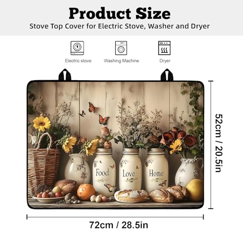 Image of Multi-Design Stove Cover for Glass /Electric Stoves - 3-in-1 Heat-Resistant Protector Mat, Non-Slip Drying Rack 28 inchx20 inch