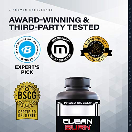 Non-Stimulant Metabolism Booster & Weight Management Pills For Men & Women, Kaged Muscle Clean Burn Weight Management Supplement With Green Tea & Carnitine To Help You Get Ripped, 180 Veggie Caps #TOP4