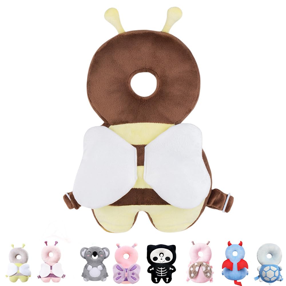 Baby Head Protector Backpack for Falling Crawling and Walking Toddler Essentials Harness Infant Koala Toys Helmets Baby Essentials Must Have 0.5-2 Years Brown_Bee