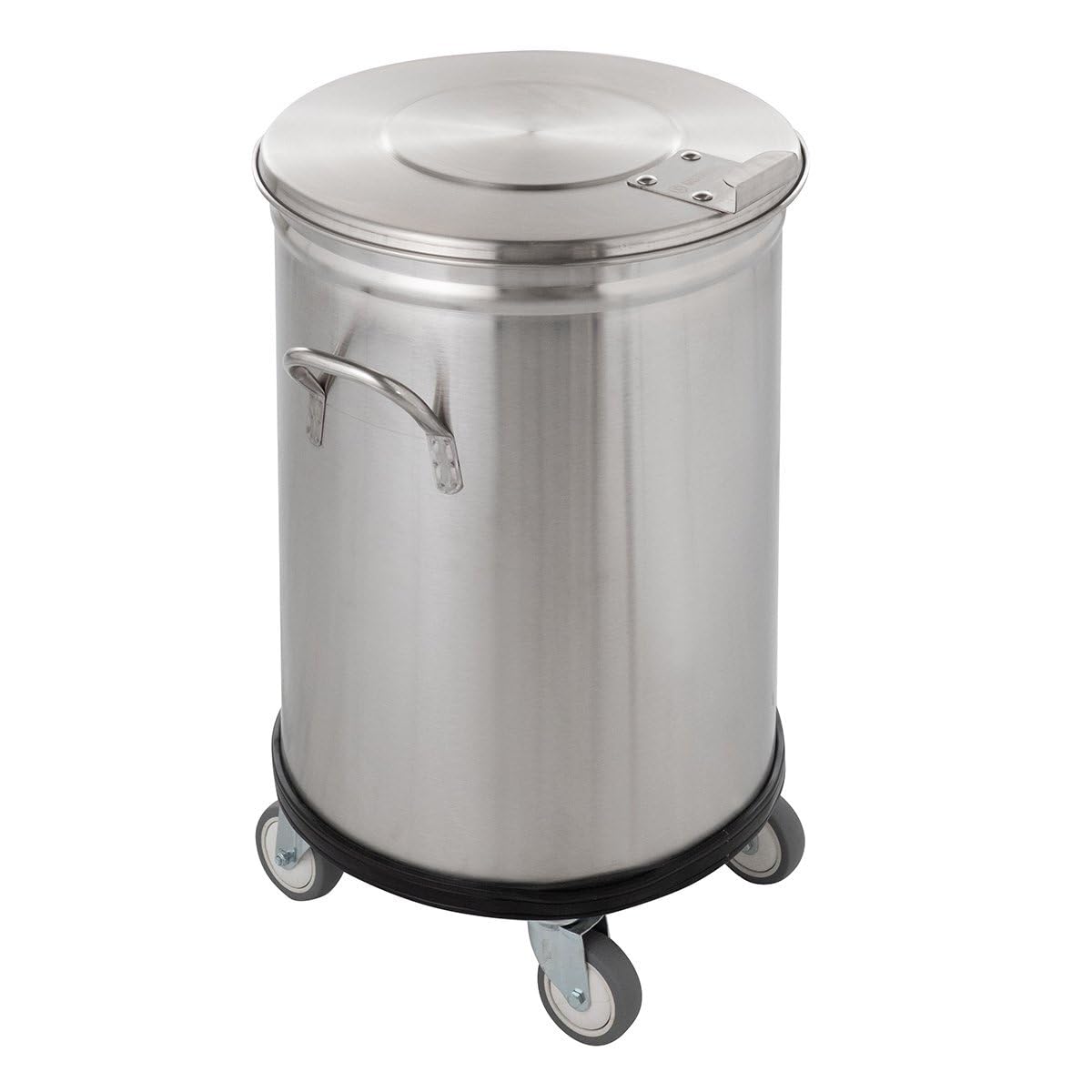 GastroHero Abfallbehälter 50 Liter Edelstahl mit Deckel Griffen Hygienebehälter Gastro Küche Chrom-Nickel-Stahl rund