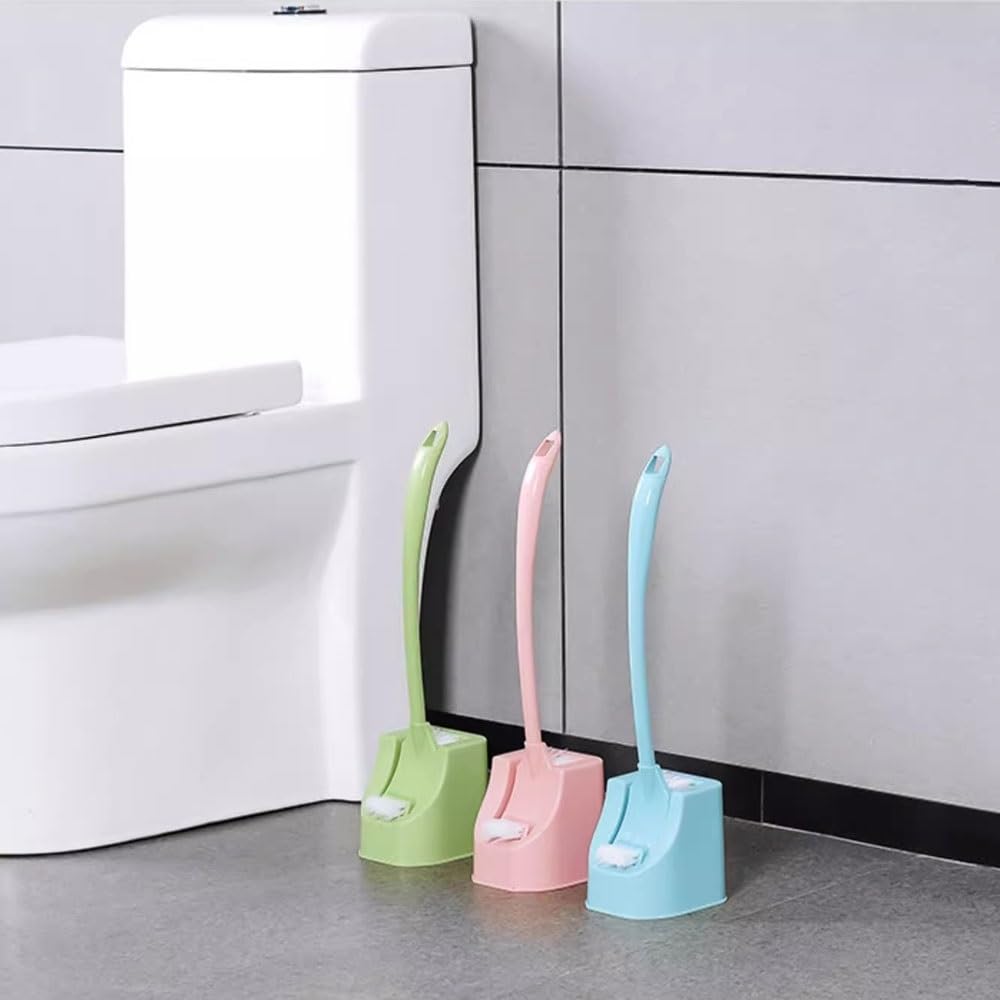 Escobilla de Baño Escobilla de baño de cerámica, Base ahuecada, Juego de portaescobillas, Cabezal de Cepillo Redondo extraíble, Mango de Acero Inoxidable Escobilla WC
