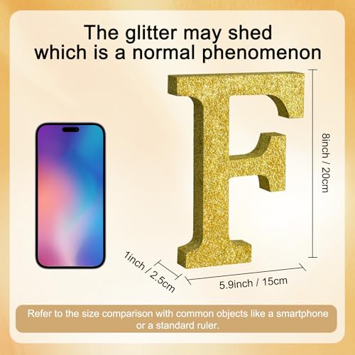 Image of TONIFUL 8 Inch Gold Glitter Letter F Table Centerpiece A-Z Gold Birthday Party Decorations,Gold Alphabet F for Birthday,Chrismas,Graduation,Bridal Shower,Wedding,Anniversary Party Supplies