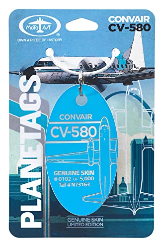 Convair CV-580 | Genuine Aircraft Skin | Keychains | Luggage Tags | Tail# N73163 | Gifts for Avgeeks | Gifts for Pilots (Blue)