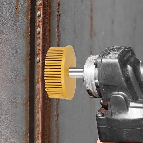 Image of HARFINGTON 5pcs Bristle Disc 2 inch 80 Grit Abrasive Brush Deburring Electric Disc Brush with Quick Change Lock Abrasive Coating Removal Disc for Metal, Yellow
