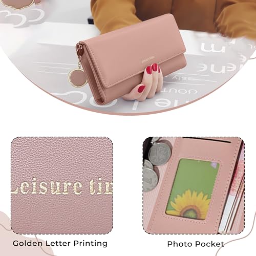 Image of Kraptick Women's Wallet -Excepational Quality Compact Purse Clutch Wallet for Women, Stylish Card Coin Holder, Debit Card Holder, Money Organizer and Travel Wallet for Women with 14 Slots-(Pink)