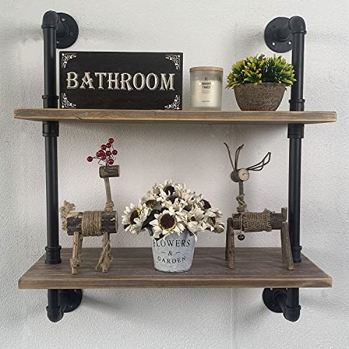 Hddfer Industrial Bathroom Pipe Shelves Over Toilet With Wood Planks Industrial Pipe Shelving For Bathroom Wall Mounted 24 Inch, Industrial Shelves Pipe Floating Shelves For Farmhouse, Kitchen #TOP3