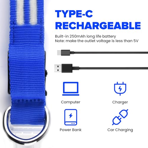 Feycig Leuchthalsband Hund USB Aufladbar - LED Hundehalsband Leuchtend Wasserdicht Leuchtendes Hunde Halsband Einstellbare für Kleine Mittlere Große Hunde, 3 Modi