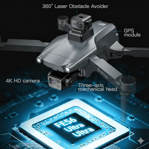 Image of HILLSTAR GPS Drone with 4K UHD Camera & 3-Axis Gimbal, Foldable Brushless Motors, Obstacle Avoidance Sensor, 2.5 KM Long Range, 26 Min Flight per Battery, 2 Batteries, Smart 5G-GPS Auto Return