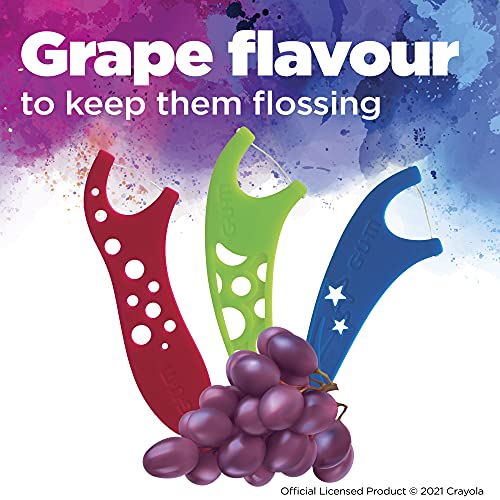 Gum - 70070942306514 Crayola Kids? Flossers, Grape, Fluoride Coated, Easy Grip Handle, Ages 3+, 75 Count, (Pack Of 6) #TOP3
