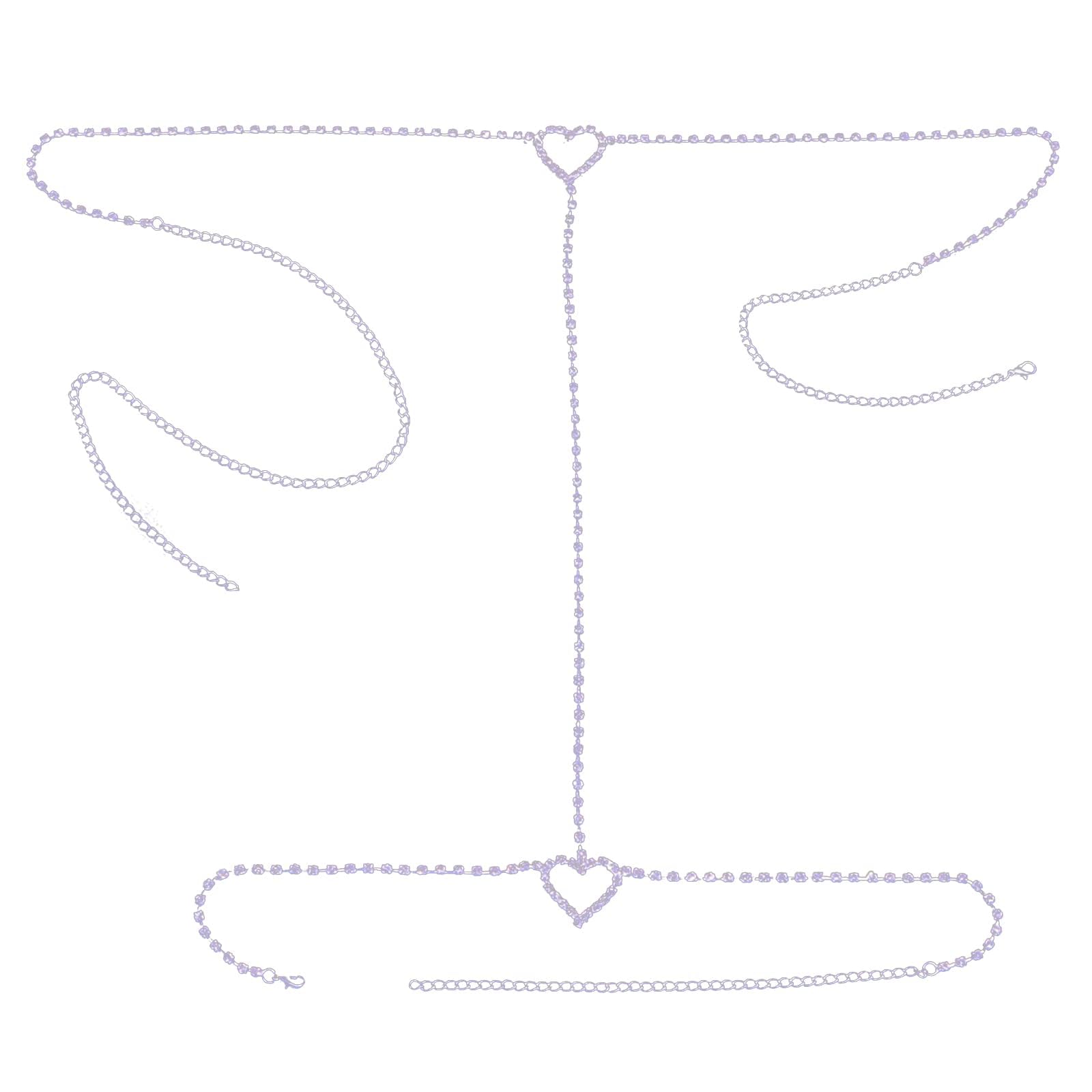 Rhinestone Heart Leg Chain Rhinestone Thigh Silver Crystal Leg Chain Waist Chain Belly Jewelry for Women Party(Waist)