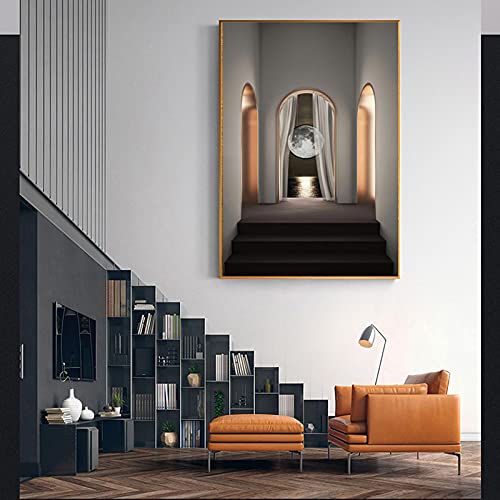 Affiche lune fenêtre de la mer : la solution pour un salon moderne