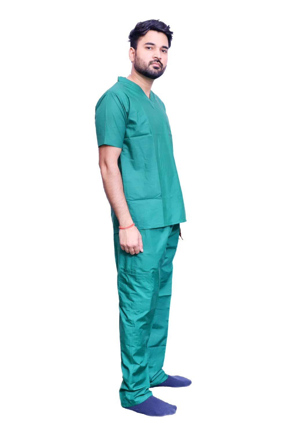 prime store india Unisex Scrub Suit Set with Piping Comfort Cloth V-Neck 3 Pocket Top and Cargo Type Trouser (Size 32), Hunter Green-picture-25