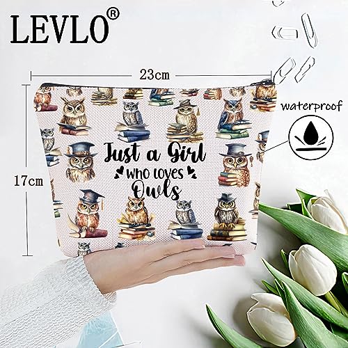 LEVLO Funny Owl Cosmetic Bag Animal Lover Gift Just A Girl Who Loves Owls Makeup Zipper Pouch Bag Owl Lover Gift for Women Girls Owls - Image 2