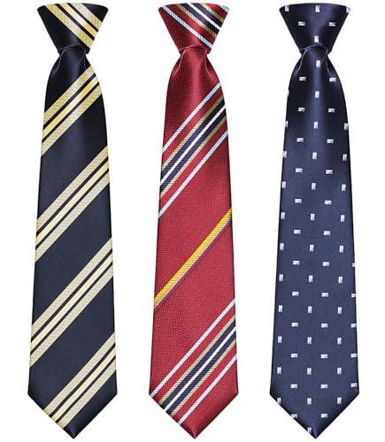 FIXSMITH - FIXSMITH Ties for Men Set, 3 Pack Neckties for Men, Navy Blue & Burgundy Striped Tie for Men, Mens Formal and Casual Ties for Wedding, Business, Graduation& Party