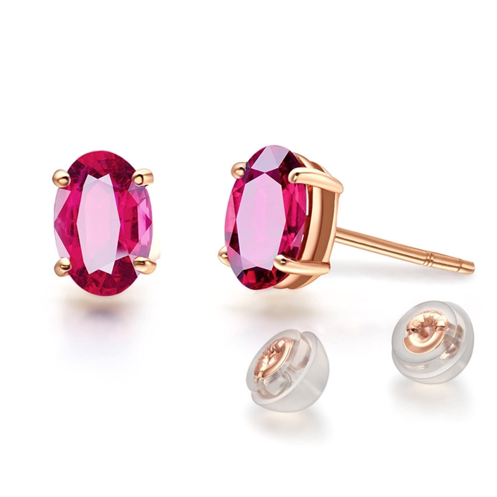 Epinki 18 Karat Rose Gold Au750 Ohrstecker Frauen, 1ct Turmalin Ohrstecker Nickelfrei Zart Design Solitär Ohrschmuck Echter Schmuck
