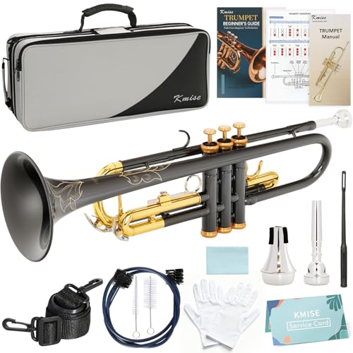 Kmise Bb Standard Trumpet, Premium Brass Trumpets for Student Beginner, Trumpet Instrument Set with...
