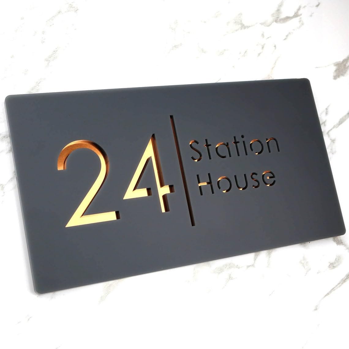Name Plates for Home Entrance Outdoor | Water Weather Proof Matt Black Acrylic 30x15cm 3D Letters- Golden Letters, Ideal for Home, Office and Outdoor Entrances — Amazon image 4