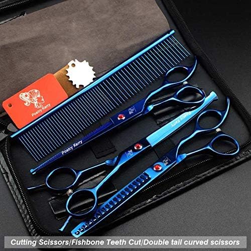 high-end Professional pet Care 7 inch pet Scissors 440C Steel Blue Set (3set-2)