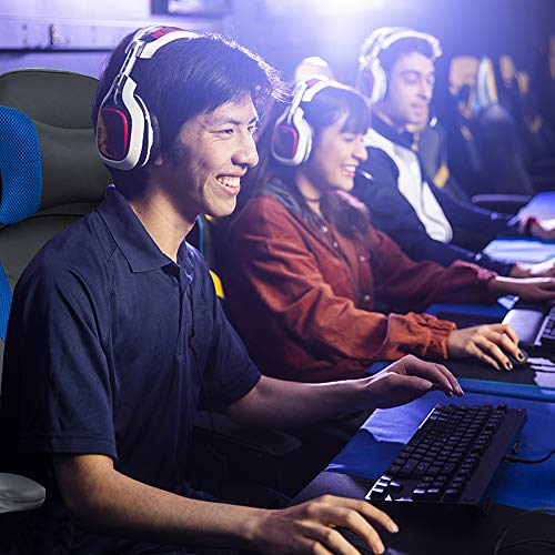 Gaming Chair Office Chair Desk Chair Ergonomic High Back Computer Chair With Lumbar Support Flip-Up Arms Headrest Pu Leather Height Adjustable Swivel Task Executive Chair For Women Men Adult, Blue #TOP1