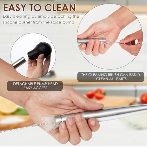BXUYAOXMC 2 Pack Stainless Steel Turkey Baster Syringe for Cooking, Large Meat Injector with 4 Needles & 2 Brushes, Silicone Bulb Baster for BBQ Thanksgiving Kitchen, Dishwasher Safe by BXUYAOXMC - Used condition - Image 8
