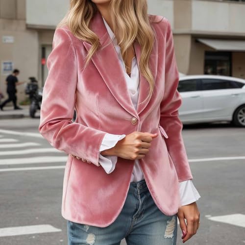 Velvet Blazer Women Business Casual Lapel Long Sleeve Suit Jackets - image 2