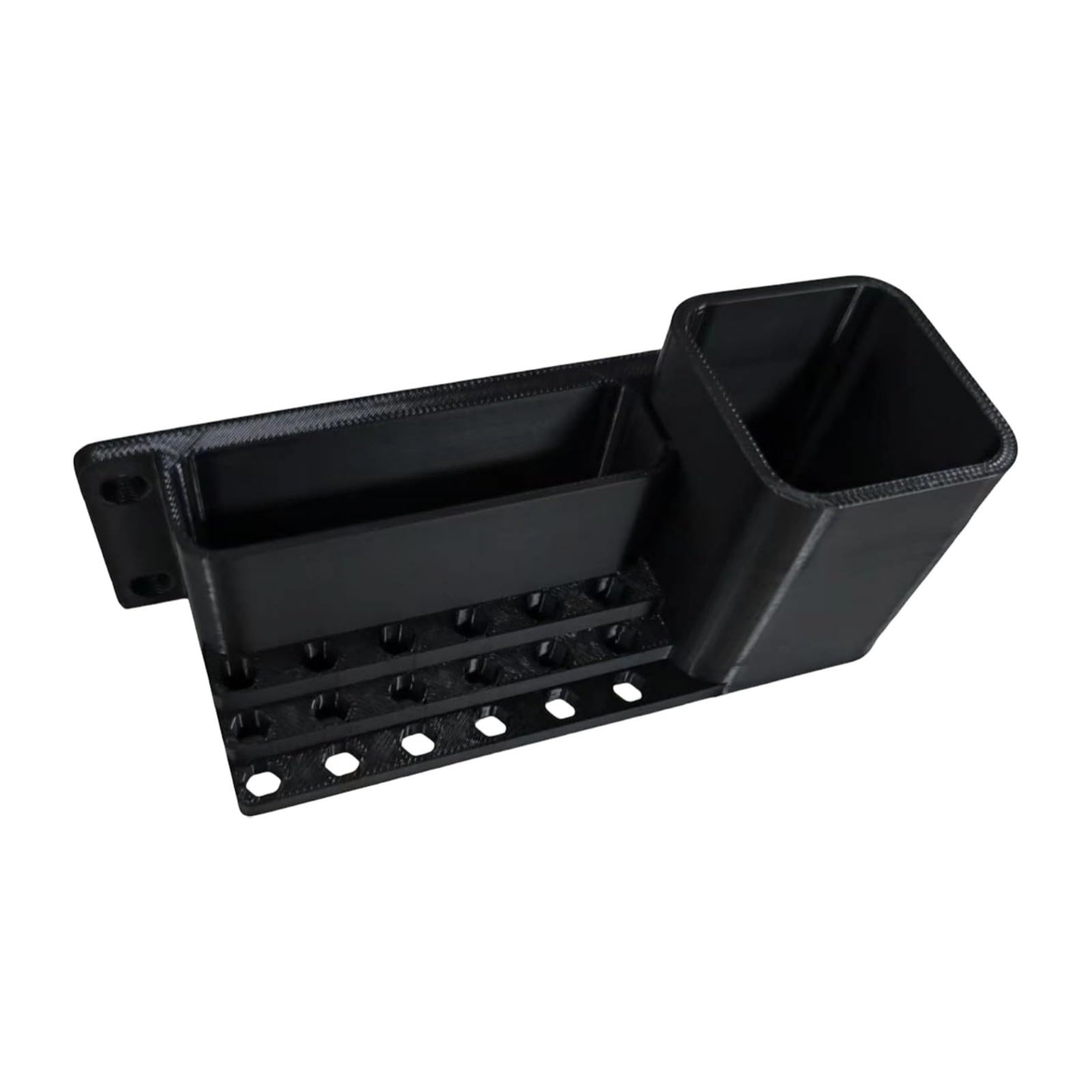 Tsophreniq Black Wall Mount Tool Holder With Bit Holes, 14Cm/5.51In 3D Printed Rack For Workshop, Shelf And Project Storage Area Driver Bit Rack Work Table Organizer