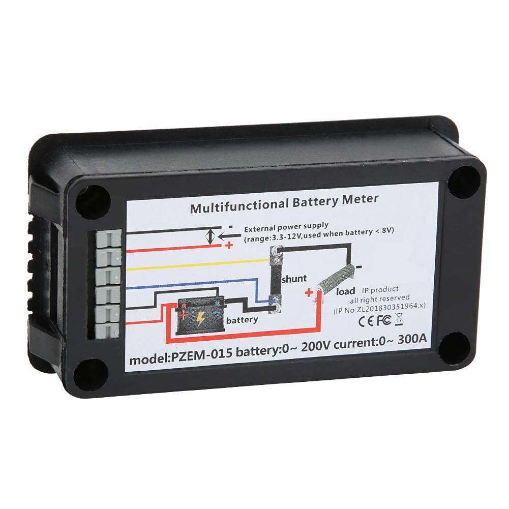Batteriemonitor PZEM-015 mit 300A Shunt und LCD-Display zur Messung von Batteriestrom, Spannung, Leistung, Energie und Kapazität im Bereich 0-200V 0-300A